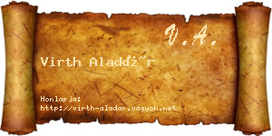 Virth Aladár névjegykártya